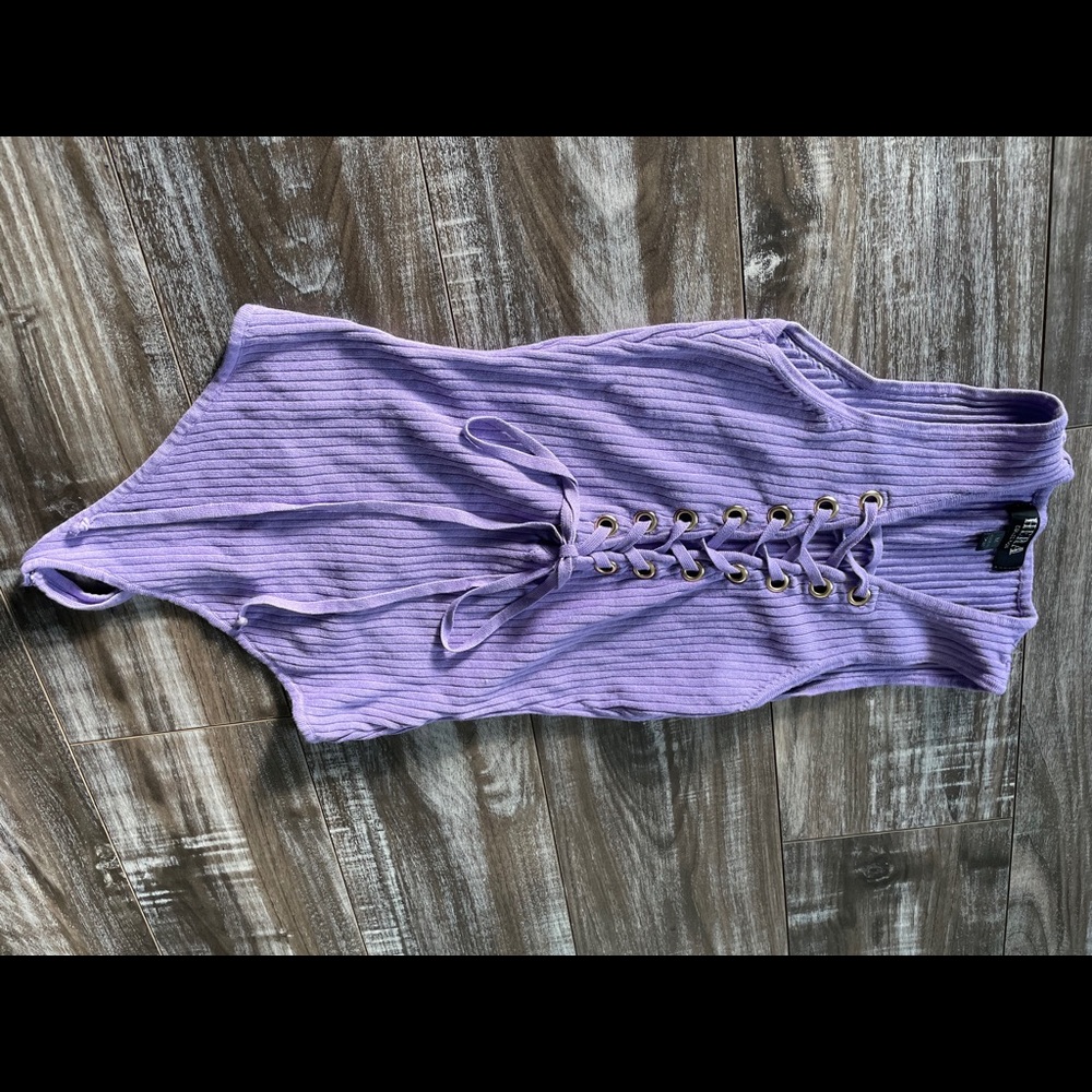 Hera Collection Knit Lace up Front Bodysuit
